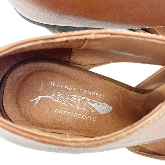 Jeffrey Campbell x Free People Boots Brown Leather Heeled Bootie Women's Size 6 - Picture 13 of 16